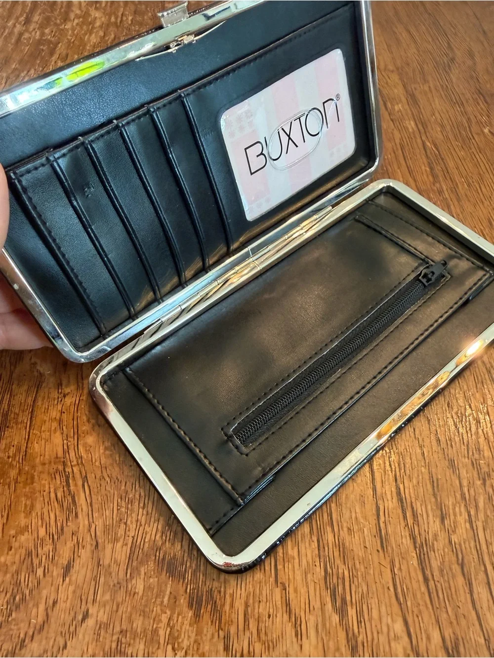 Buxton Black croc embossed Leather Clasp Wallet Organizer